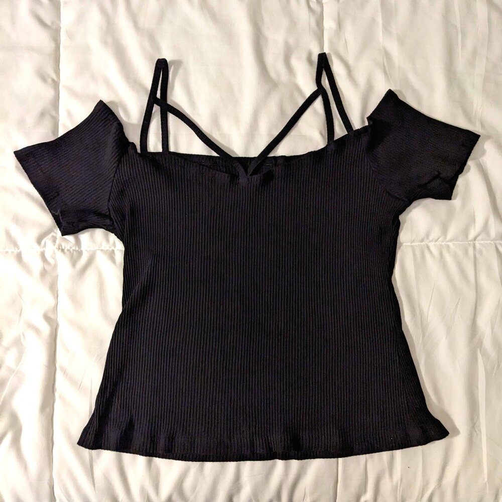 Forever21 Plus Strappy Black Off-The-Shoulder Top, 1XL